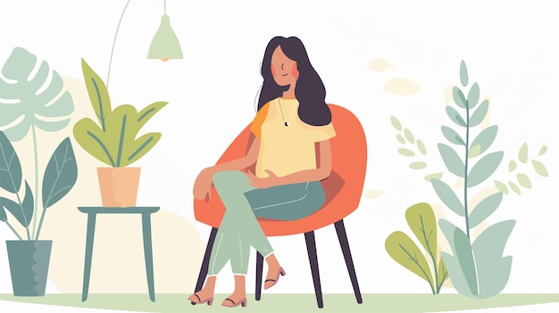 Vector empowering mental health awareness young woman seated thoughtfully