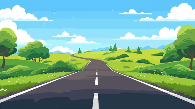 Vector empty countryside road with white arrow sign symbol of direction and guidance