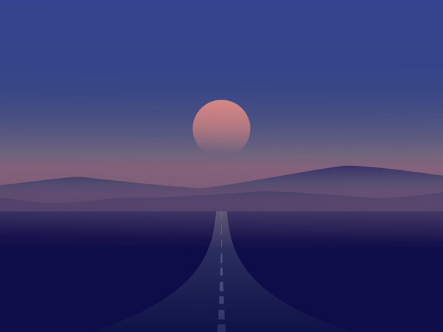 Empty road in desert illustration