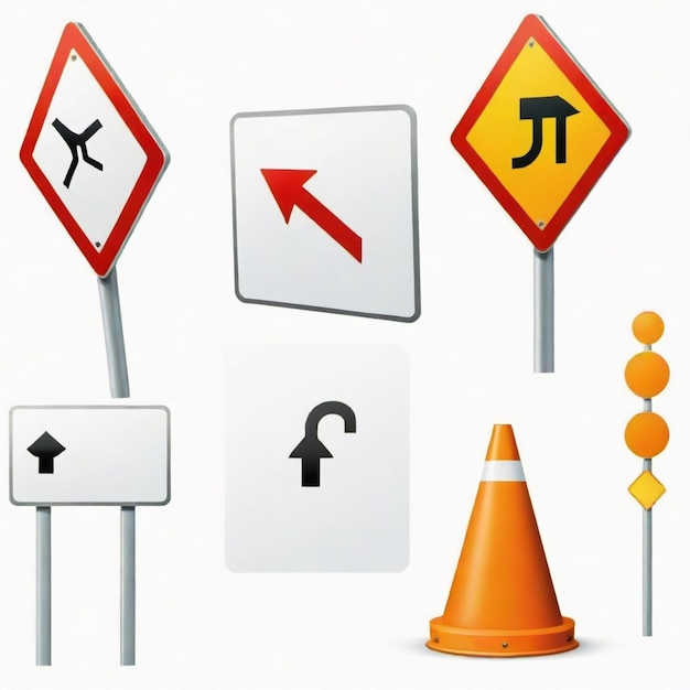 Vector end of road sign cartoon vector set white background isolated