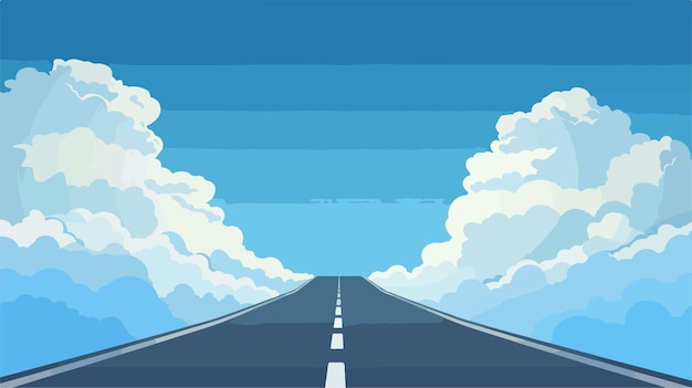 Vector endless journey road leading to bright blue sky symbolizing opportunity and freedom