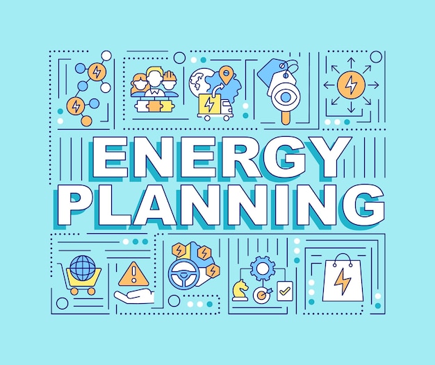 Energy planning word concepts turquoise banner