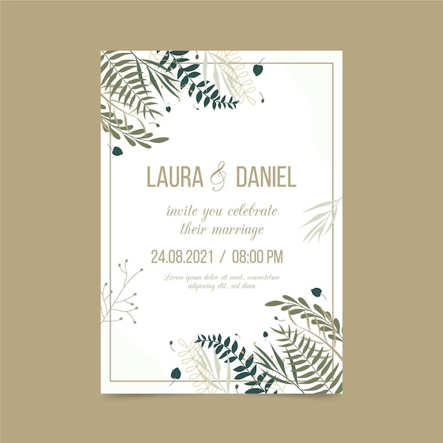 Vector engagement invitation template with elegant elements