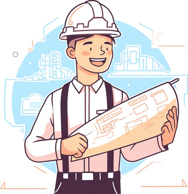 Vector engineer working with renewable materials vector illustration