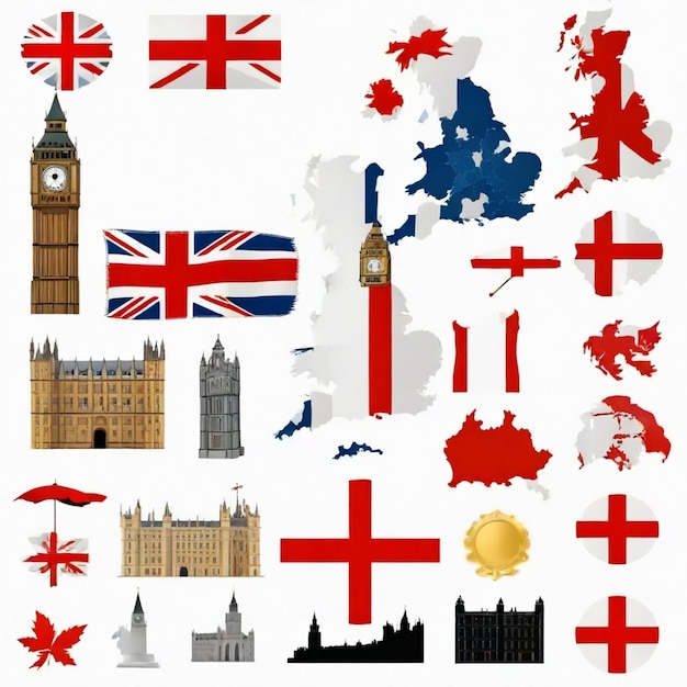 Vector england vector set white background isolated a high qual