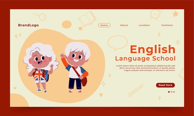 English school landing page design template