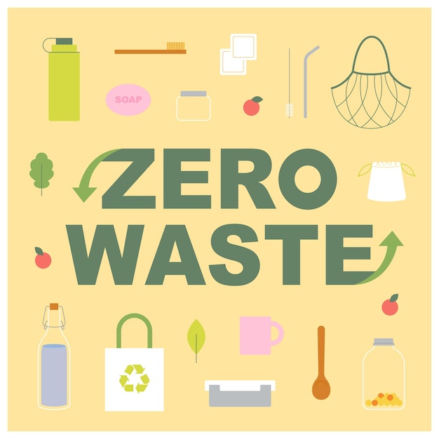 environmental protection banner. A collection of zero waste objects.