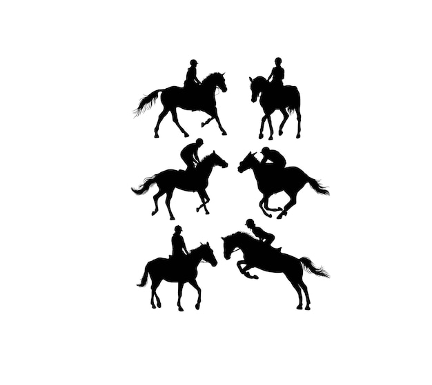 Vector equestrian sports silhouette art vector design