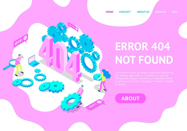 Vector error not found concept card landing web page template vector