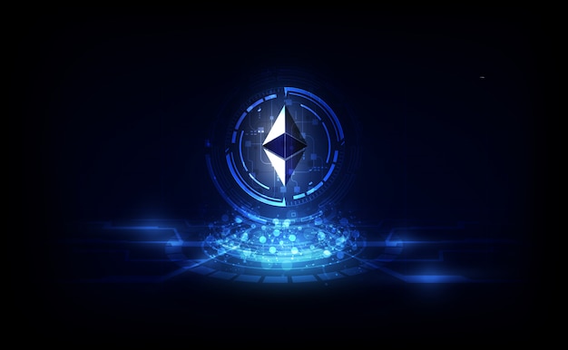 Ethereum digital currency, futuristic digital money, gold technology worldwide network concept.