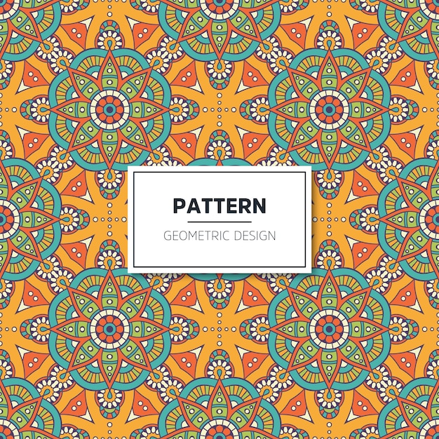 Vector ethnic floral seamless pattern with mandalas