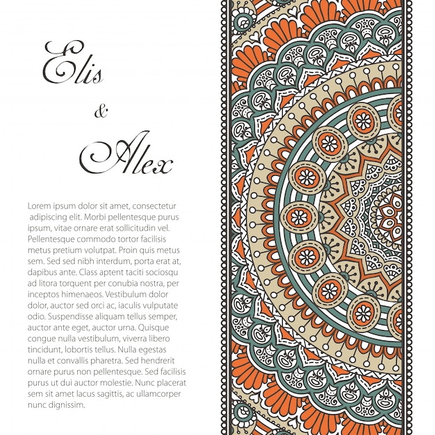 Ethnic mandala wedding invitation concept