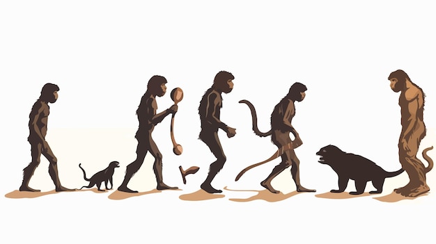 Vector evolution of caveman to businessman silhouette transformation concept