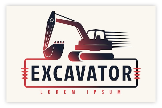 Vector excavator construction logo concept