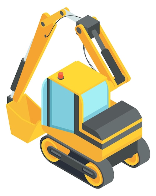 Excavator isometric icon Heavy machinery Construction vehicle