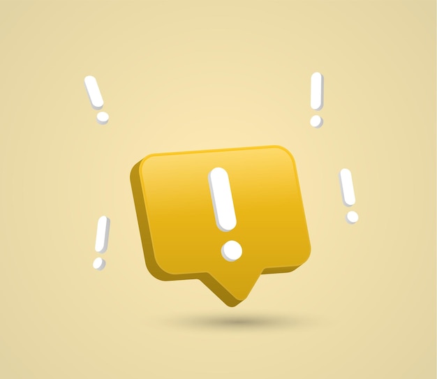 exclamation mark background in 3d speech bubble or information sign notification reminder icon