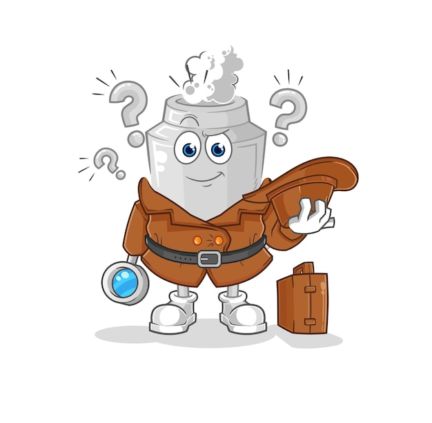 Exhaust detective vector cartoon character