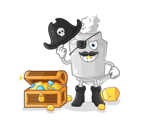 Exhaust pirate with treasure mascot cartoon vector