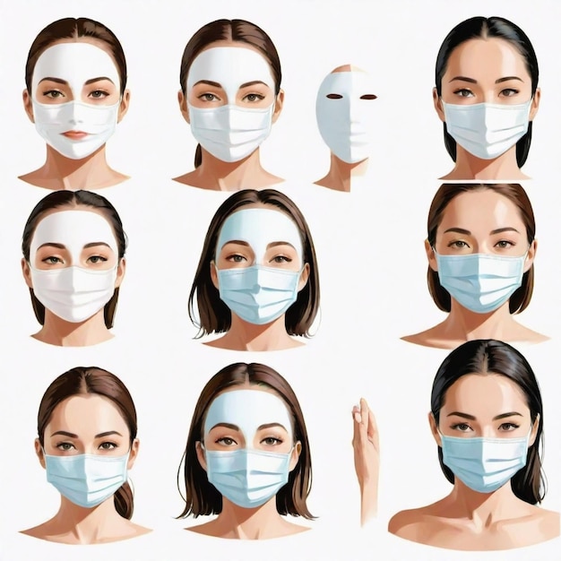 Vector face mask vector set white background isolated