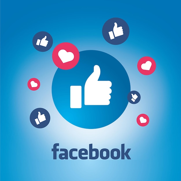 Vector facebook background with likes and hearts free vector