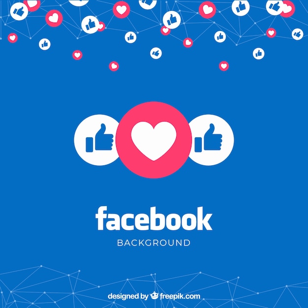 Vector facebook background with likes and hearts