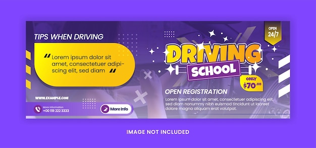 Facebook cover driving school banner or flyer template for social media layout