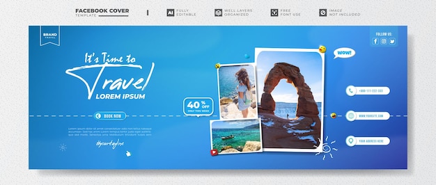 Facebook cover template of travel promotion sale