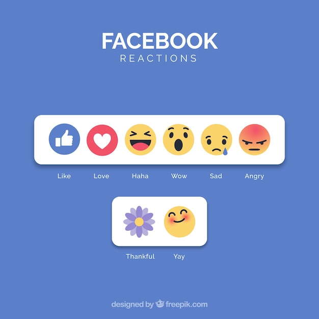 Vector facebook emoji collection with flat design