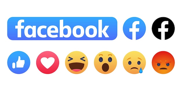 Vector facebook emoticon buttons collection of emoji reactions for social network