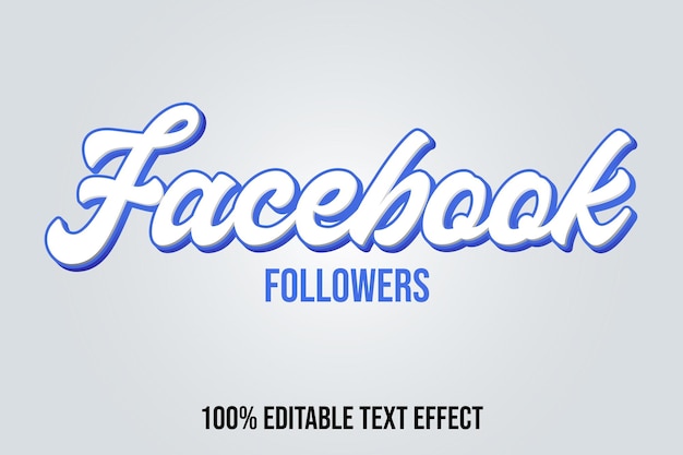 Vector facebook followers editable text effect graphic style