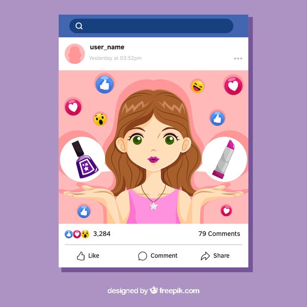 Vector facebook influencer background with emoticons