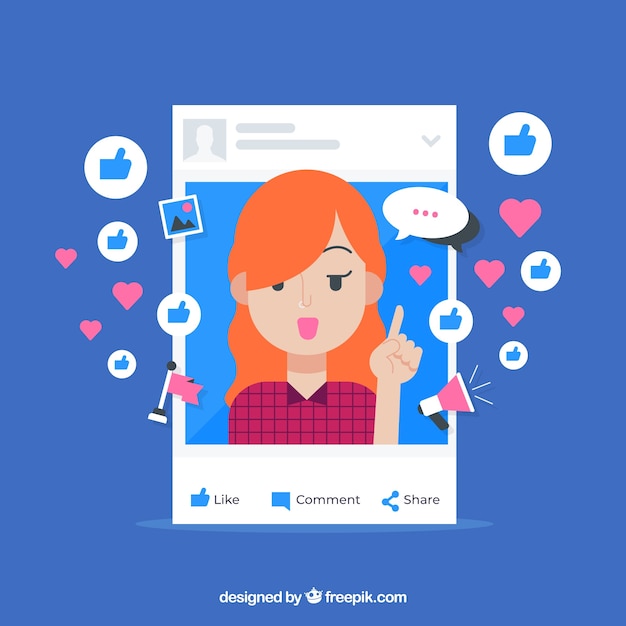 Vector facebook influencer background with emoticons