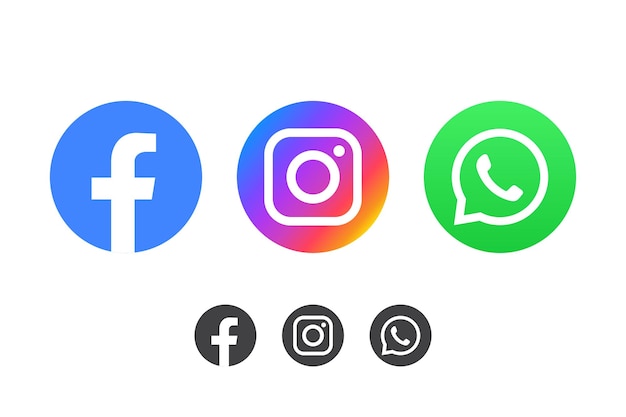 Vector facebook instagram and whatsapp logos illustration