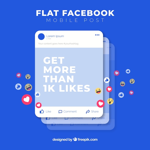 Vector facebook mobile post with flat design