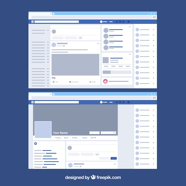 Vector facebook web interface with minimalist design