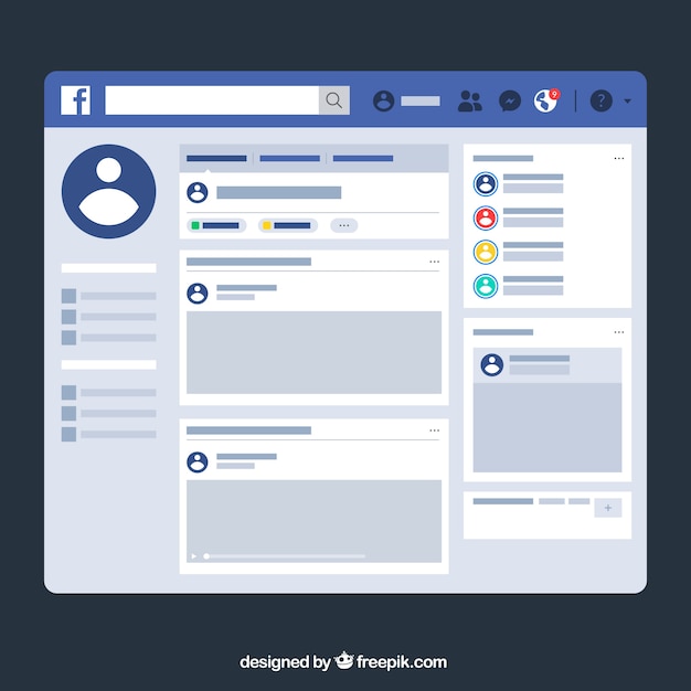 Vector facebook web interface with minimalist design