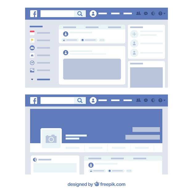 Vector facebook web interface with minimalist design