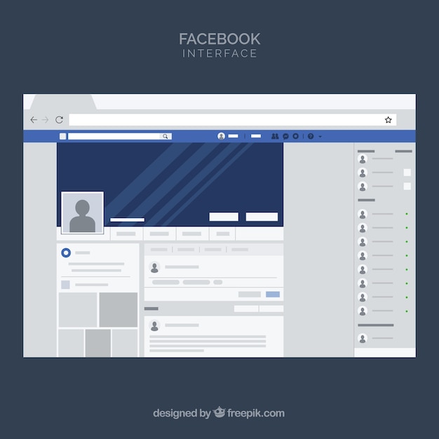 Vector facebook web interface with minimalist design