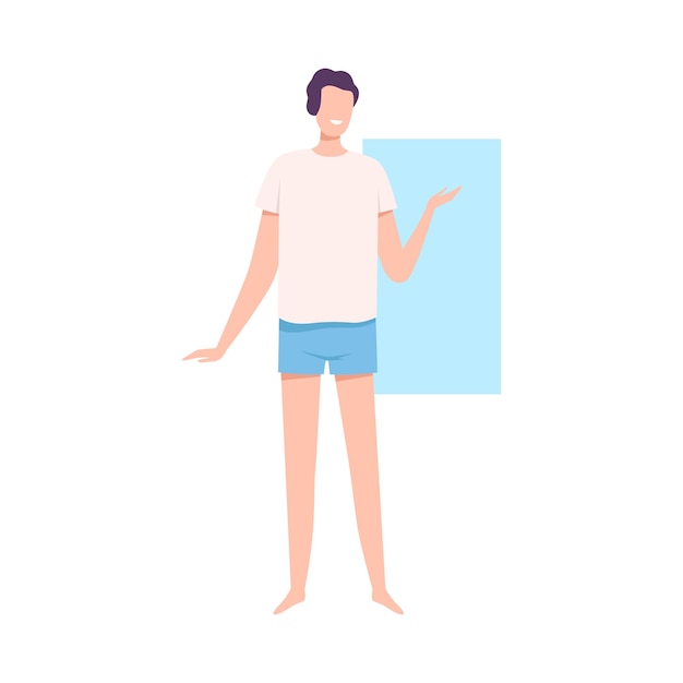 Vector faceless man in underwear male rectangle body shape flat style vector illustration