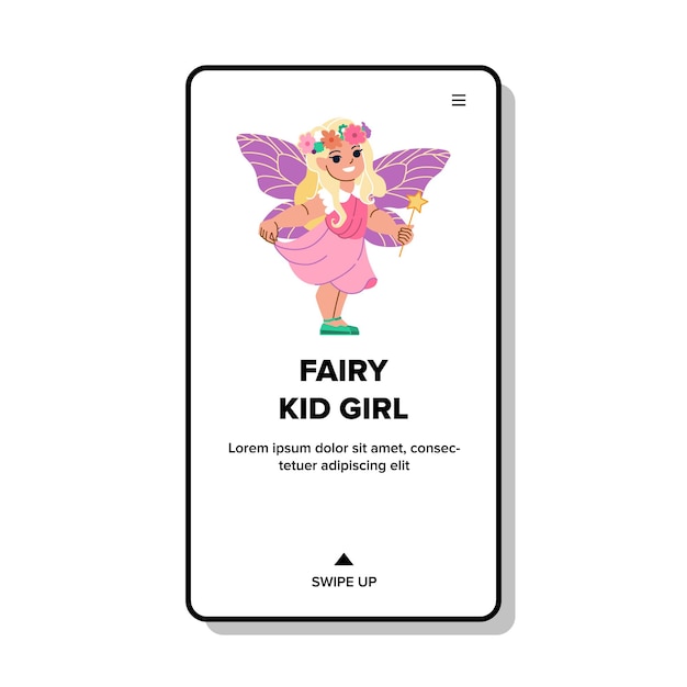 Fairy kid girl vector