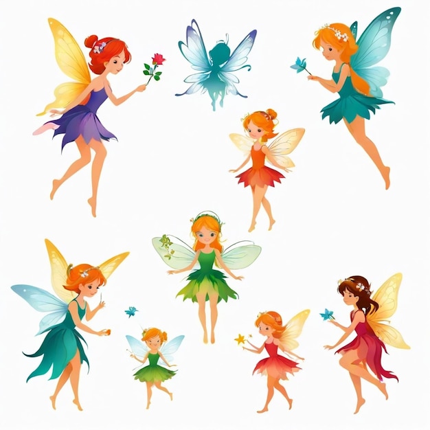 Vector fairy vector set white background isolated a high qua