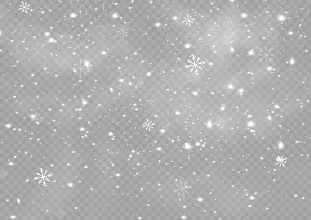 Vector falling snow flakes background winter blizzard magic christmas snowfall new year snowflake vector