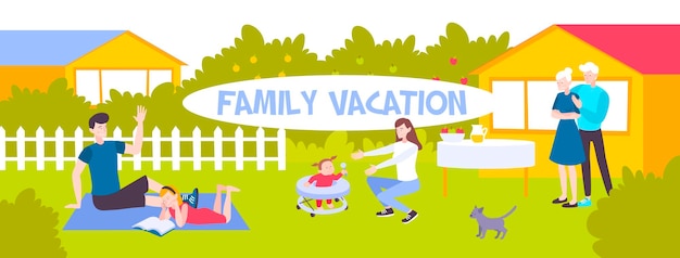 familie vakantie illustratie