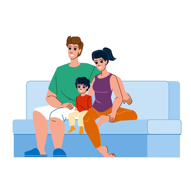 Family watching tv vector