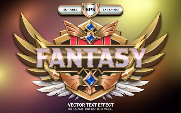 Fantasy 3D Editable Text Effect with Winged Emblem