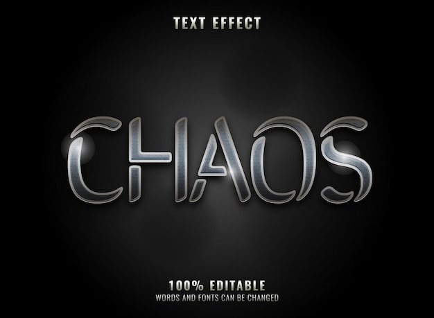 Fantasy silver iron steel chaos text effect with shadow