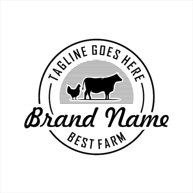 Farm animal logo inspiration Flat design Vector illustration concept