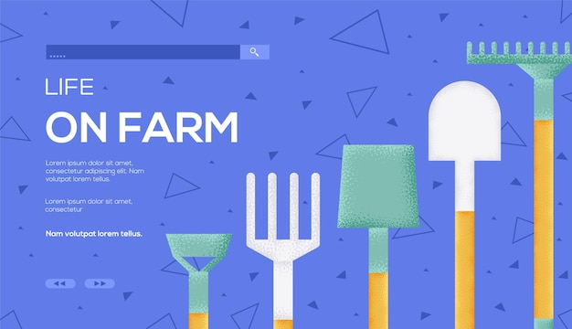 Farm tools concept life on farm web template.