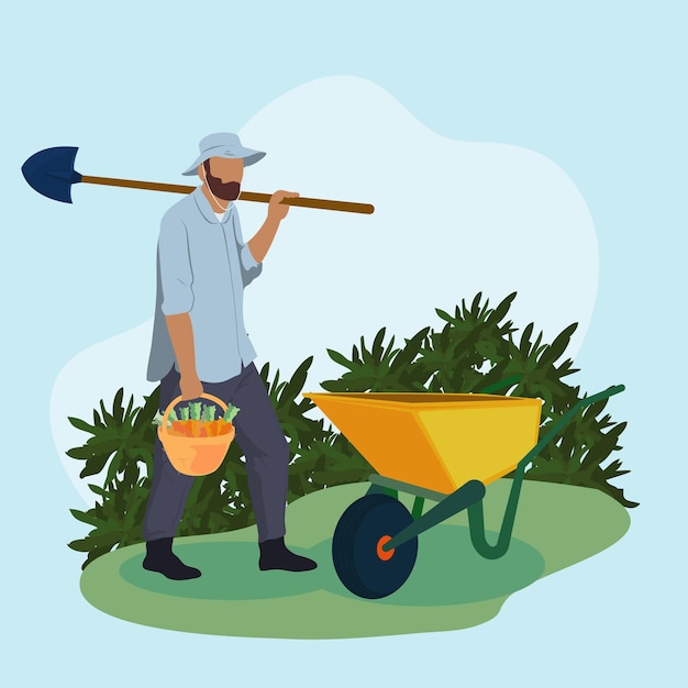 Farmer with carrot basket