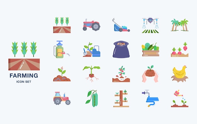 Vector farming and agriculture vector set